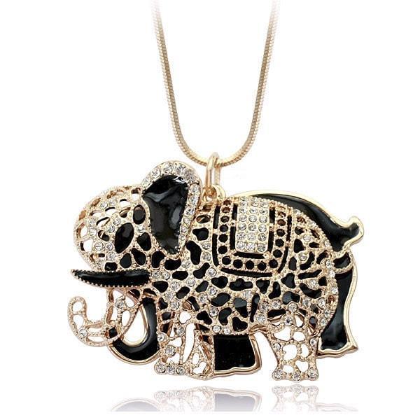 Vina Eli - Vintage Zinc Alloy Crystal Elephant Pendant