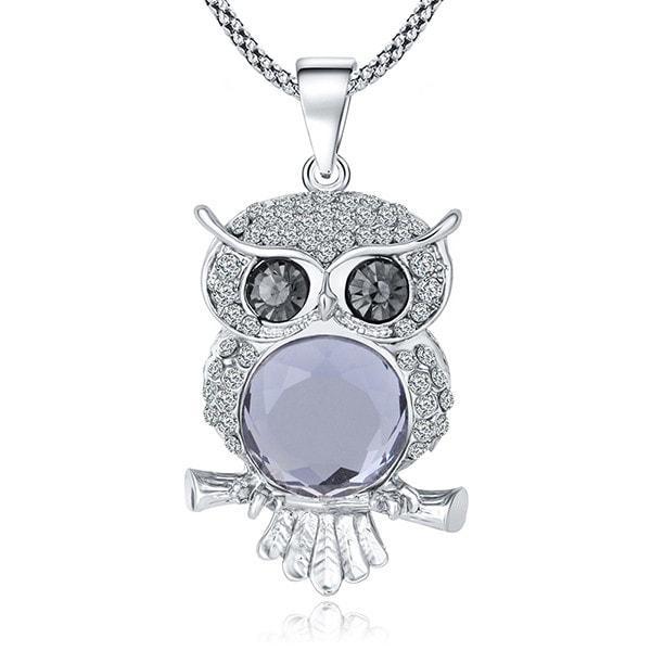 Zarina Owl - Zircon Encrusted Opal Owl Pendant
