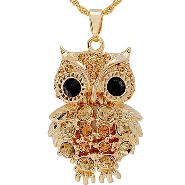 Zirconi Owl - 18k Gold Zircon Owl Pendant