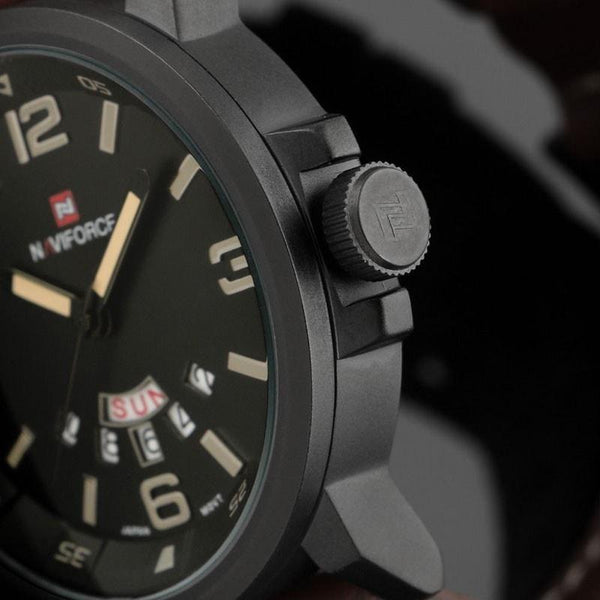 Naviforce Tactical Leather Strap Watch